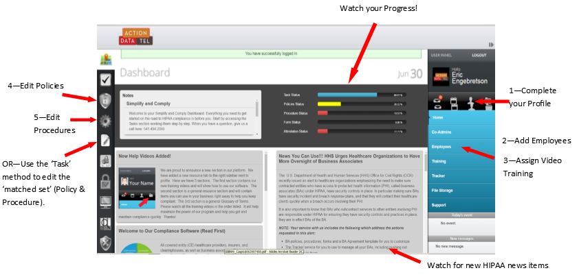 Simplify & Comply HIPAA Dashboard