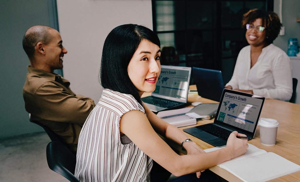 Office staff in training for business cybersecurity