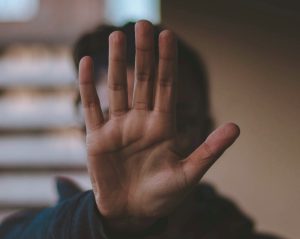 Hand help up with all 5 fingers out